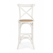Scaun bar lemn alb rattan natur Cross 50x52x118 cm