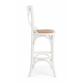 Scaun bar lemn alb rattan natur Cross 50x52x118 cm