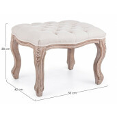 Taburet textil crem lemn maro Diva 53x42x38 cm