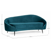Canapea catifea albastra Seraphin 183x85x80 cm