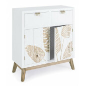Comoda 2 sertare 2 usi mdf alb natur Folium 70x30x80 cm