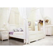 Pat lemn cu baldachin alb Colette 175x209x210 cm