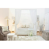 Pat lemn cu baldachin alb Colette 175x209x210 cm