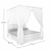 Pat lemn cu baldachin alb Colette 175x209x210 cm