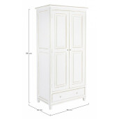 Dulap 2 usi 1 sertar din lemn alb antichizat 90 cm x 55 cm x 190 h
