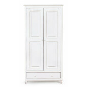 Dulap 2 usi 1 sertar din lemn alb antichizat 90 cm x 55 cm x 190 h