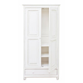 Dulap 2 usi 1 sertar din lemn alb antichizat 90 cm x 55 cm x 190 h