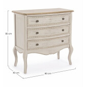 Comoda 3 sertare lemn bej maro Clarisse 80x40x80 cm