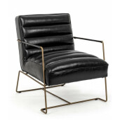 Fotoliu tapiterie piele ecologica neagra Brianna 62.5x74x80 cm