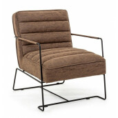 Fotoliu tapiterie piele ecologica maro Brianna 62.5x74x80 cm