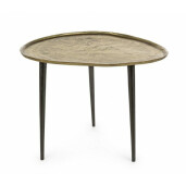 Masuta cafea cu blat metal auriu vintage picioare fier negru Karima 60 cm x 55 cm x 45 cm