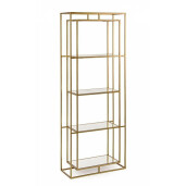Raft din fier auriu cu 4 polite sticla Elenor 68 cm x 28 cm x 172.5 h