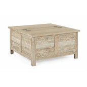 Masuta de cafea cu spatiu depozitare din lemn mango natur Mayra 80x80x45 cm