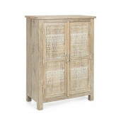 Comoda 2 usi lemn natur cu patina alba Mayra 79 cm x 40 cm x 112 h
