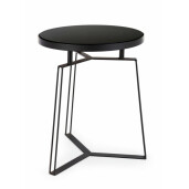 Masuta de cafea din fier negru cu blat din sticla Zaira Ø 40 cm x 50 h