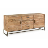 Comoda 2 usi 3 sertare lemn maro Elmer 175x45x77 cm