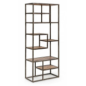 Raft, lemn maro, fier negru patinat, Elmer, 70x35x170 cm