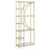 Raft din fier auriu cu 6 polite sticla Elenor 66 cm x 26 cm x 176 h