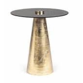 Masuta cafea cu blat neagru picior metal auriu Dinpal Ø 45 cm x 47.5 h