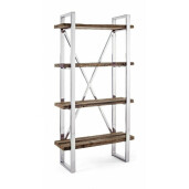 Raft inox cu 4 polite lemn natur Stanton 90 cm x 35 cm x 180 h