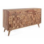 Comoda 3 sertare si 3 usi din lemn maro Kant 132 cm x 40 cm x 77 h