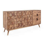 Comoda 3 sertare si 2 usi din lemn natur Kent 145 cm x 40 cm x 77 h