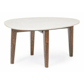 Masuta de cafea cu picioare din lemn mango maro si blat marmura Sylvester 70x50x36 cm