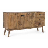 Comoda 3 sertare si 2 usi din lemn natur Sylvester 150 cm x 40 cm x 80 h