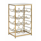 Suport sticle vin din fier auriu si blat marmura alba Marmol 39 cm x 29 cm x 65 h