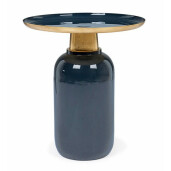 Masuta cafea metal albastru auriu Nalima Ø 40.5 cm x 45.5 h