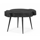 Masuta de cafea cu picioare din fier si blat lemn negru Zakia 46 cm x 35 cm x 30 h