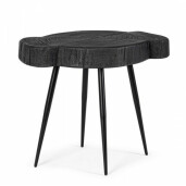 Masuta de cafea cu picioare din fier si blat lemn negru Zakia 45 cm x 35 cm x 40  h