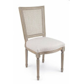 Scaun cu spatar din lemn si tapiterie bumbac bej Liliane 48 cm x 65 cm x 90 h x 45 h