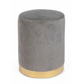 Taburet catifea gri cu baza metal aurie Lucilla Ø 35 cm x 40 h