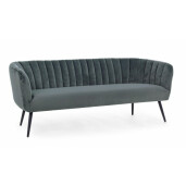 Canapea 3 locuri picioare fier negru tapitata cu catifea gri Avril 178 cm x 71 cm x 69 h x 43 h1 x 66 h2