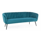Canapea 3 locuri picioare fier negru tapitata cu catifea albastra Avril 178 cm x 71 cm x 69 h x 43 h1 x 66 h2