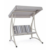 Leagan de gradina 2 locuri din otel gri Grely 145 cm x 120 cm x 185 h 