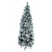 Brad artificial verde cu zapada artificiala slim Praga Ø 65x180 cm