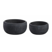Set 2 ghivece flori fibra sticla neagra 42.5x21 cm, 53.5x25.5 cm