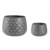 Set 2 ghivece flori fibra sticla gri 52.5x52.5x37.5 cm, 35.5x35.5x24.5 cm