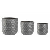 Set 3 ghivece flori fibra sticla gri 30x30 cm, 37x37 cm, 44x44 cm