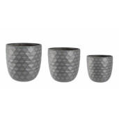 Set 3 ghivece fibra sticla gri 30x30x29 cm, 37x37x36 cm, 44x44x43 cm
