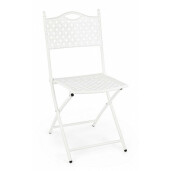 Scaun cu spatar pliabil  din fier alb Jenny 40 cm x 35 cm x 88 h x 45 h1 