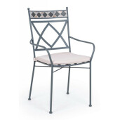 Scaun din fier gri decorat cu mozaic 54 cm x 53 cm x 94 h x 48 h1 x 50 h2