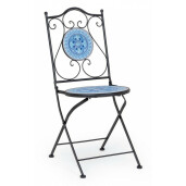 Scaun pliabil din fier negru cu mozaic albastru Bizanzio 39 cm x 47 cm x 92 h x 45 h1