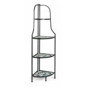 Raft de colt cu 3 polite din ceramica fier forjat negru Positano 41 cm x 28 cm x 131 h