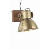 Lustra de perete cu suport lemn natur si abajur metal auriu Zurine, 25W, 18 cm x 18 cm x 27 h