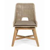 Set 2 scaune lemn maro textil bej Hesperia 50x68x86 cm