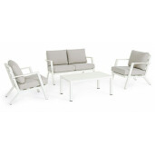 Set mobilier gradina alb bej Harley 127x81.5x76 cm
