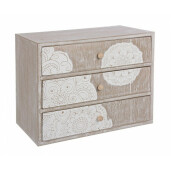 Caseta bijuterii cu 3 sertare lemn natur alb Shiva 28.5 cm x 17 cm x 20.5 h